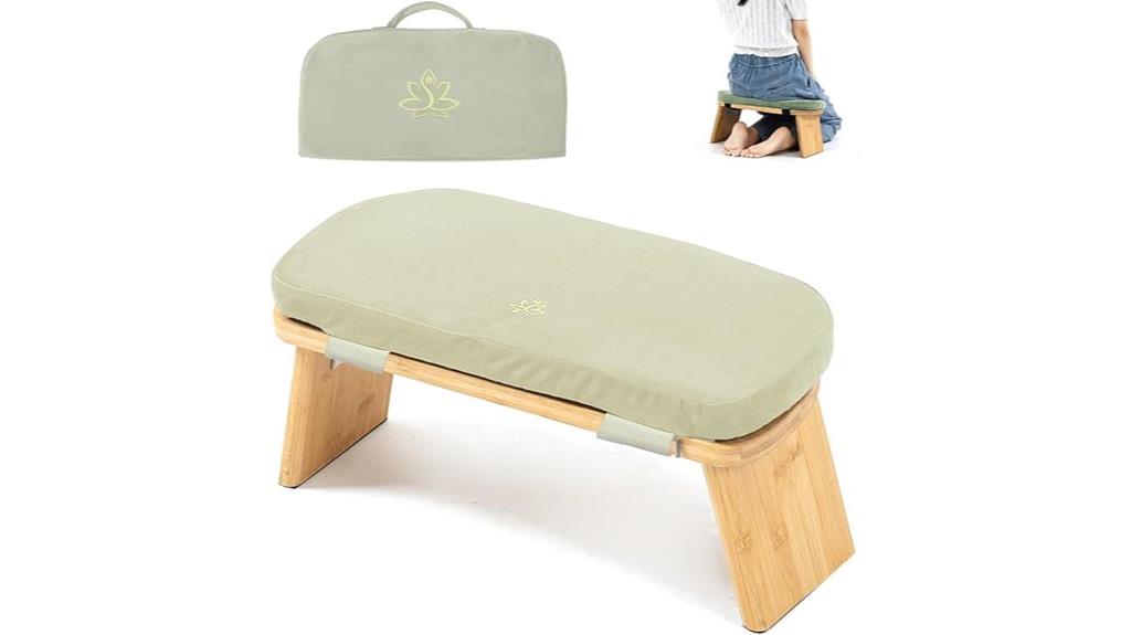 beige cushion meditation bench