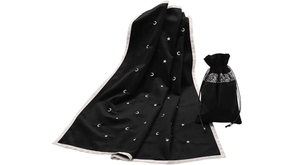 black tarot card cloth