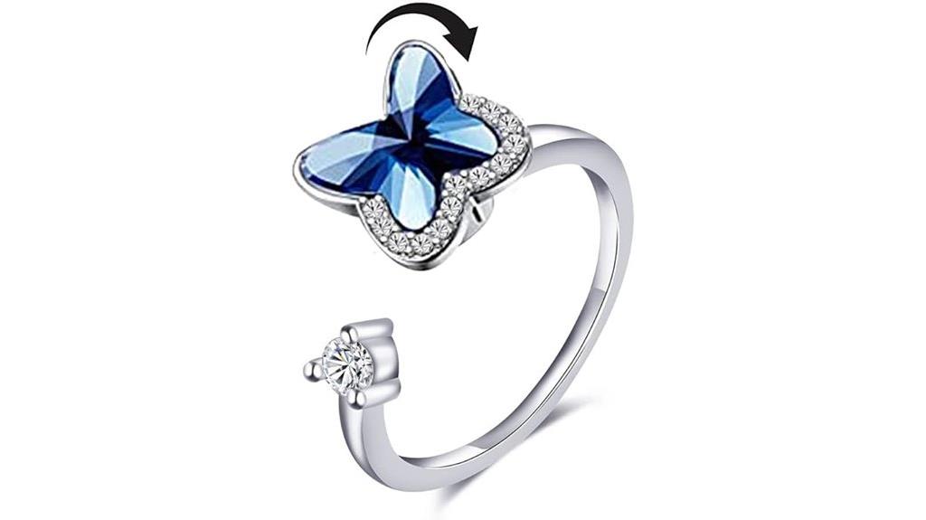 blue butterfly spinner ring