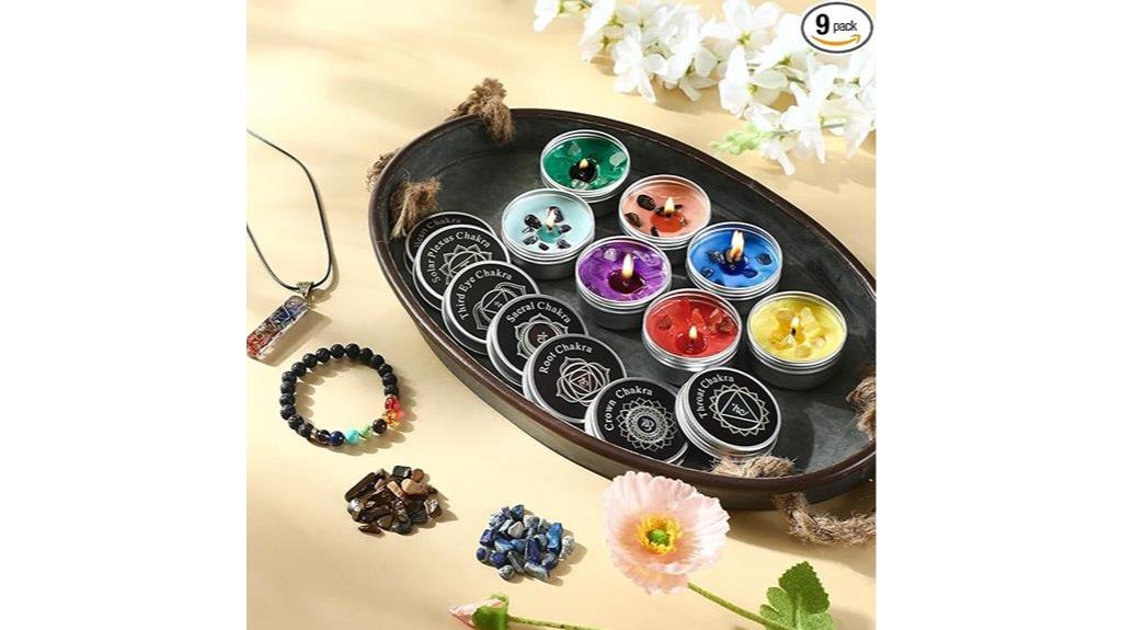 chakra candle crystal set