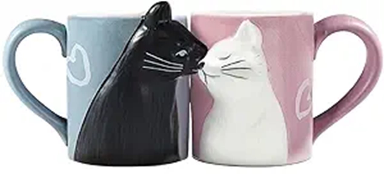 couples kissing cat mug