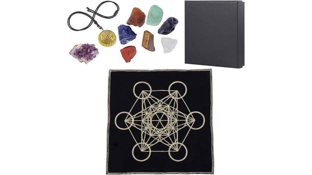 crystal grid set with chakra stone