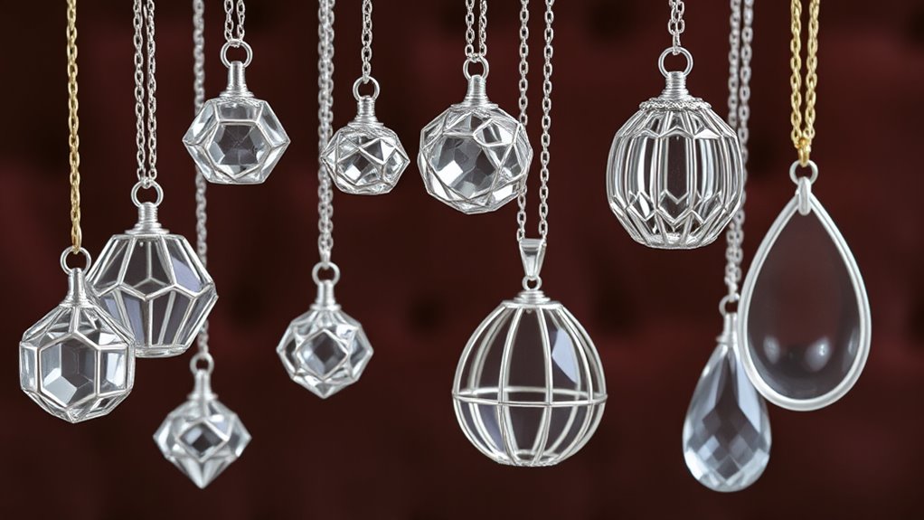elegant crystal cage pendant holders
