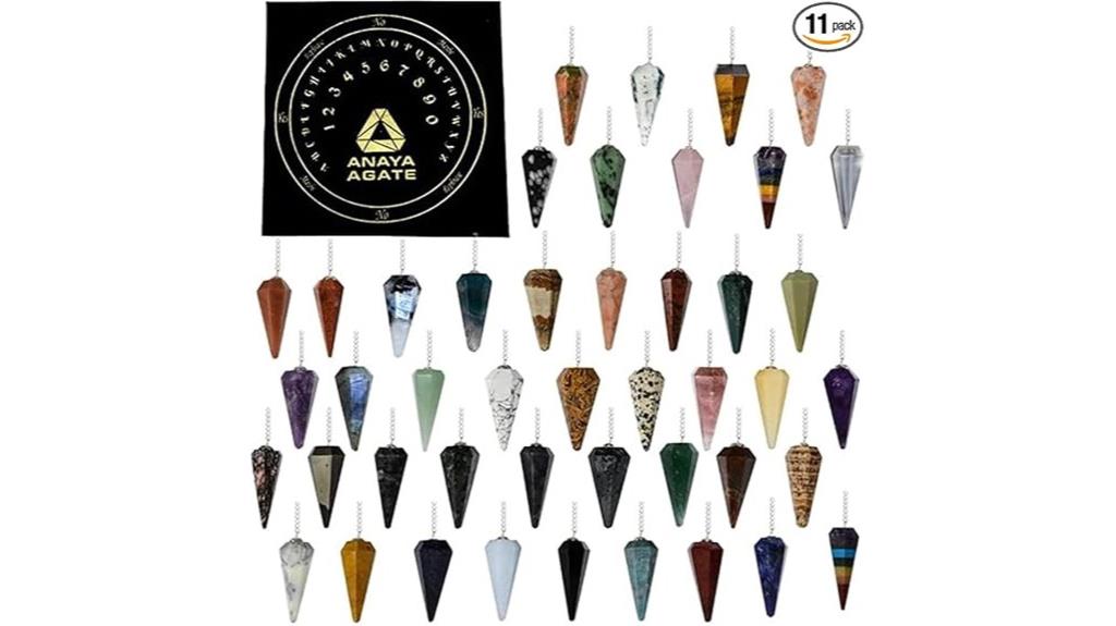 eleven crystal divination pendulums