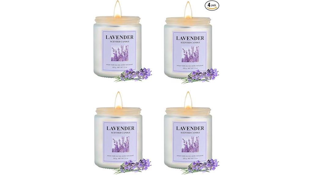 four lavender candles