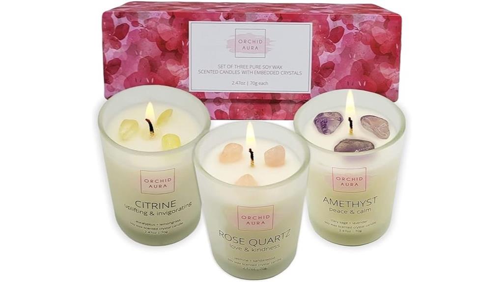 healing crystal soy candles