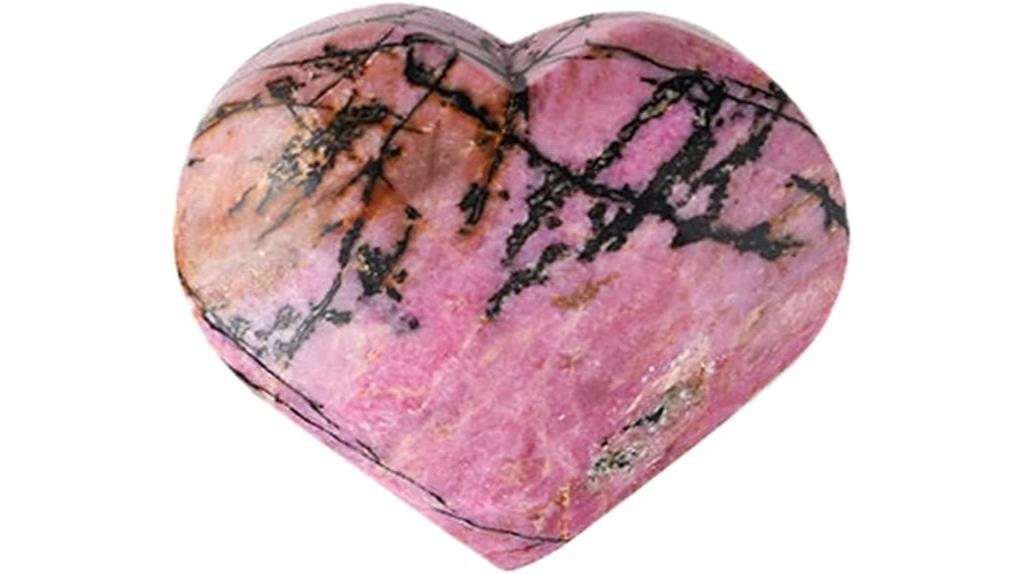 large heart shaped rhodonite crystal