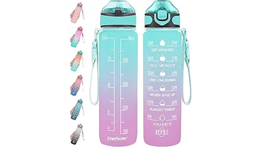 large water bottle with straw