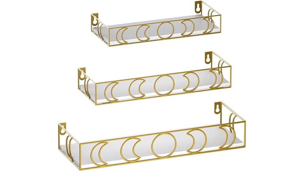 moon shaped white shelves