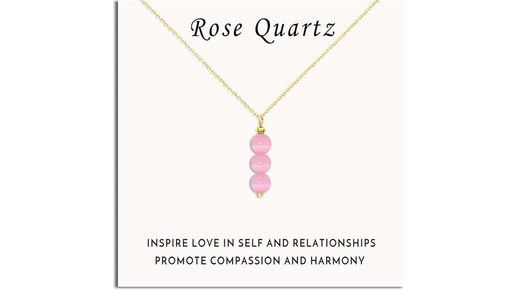 pink quartz beaded necklace