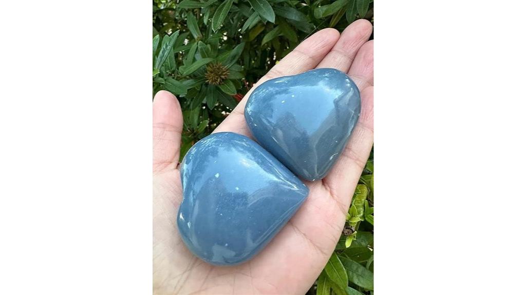 polished angelite heart stone