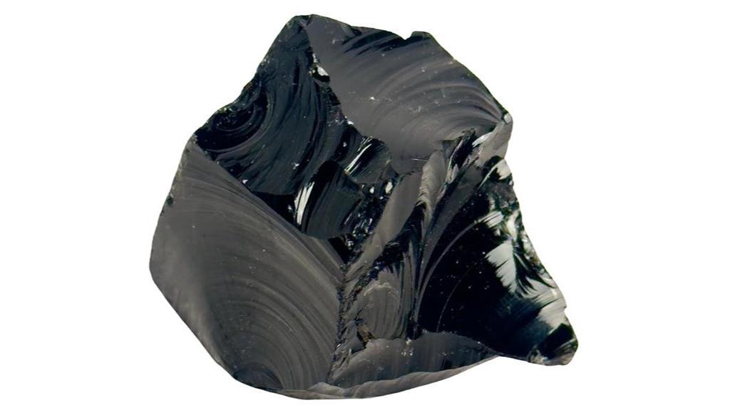 raw black obsidian stones