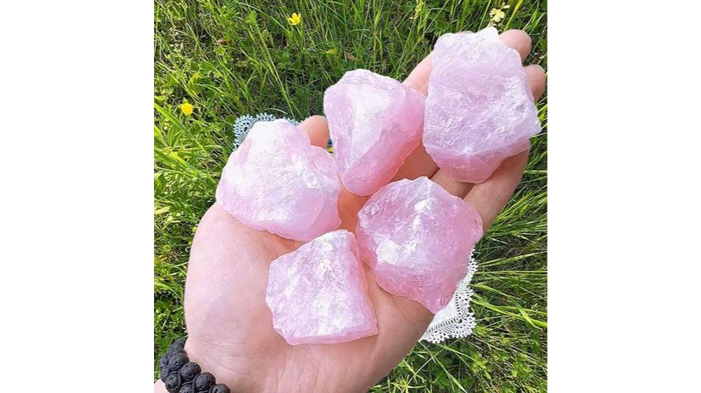 raw rose quartz crystals