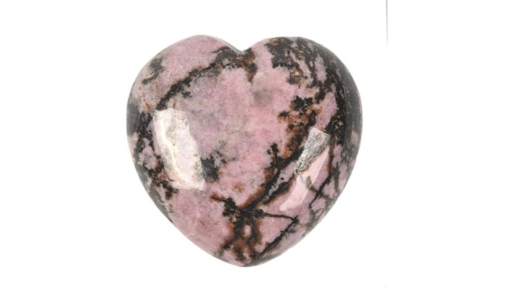 rhodonite heart crystal stones