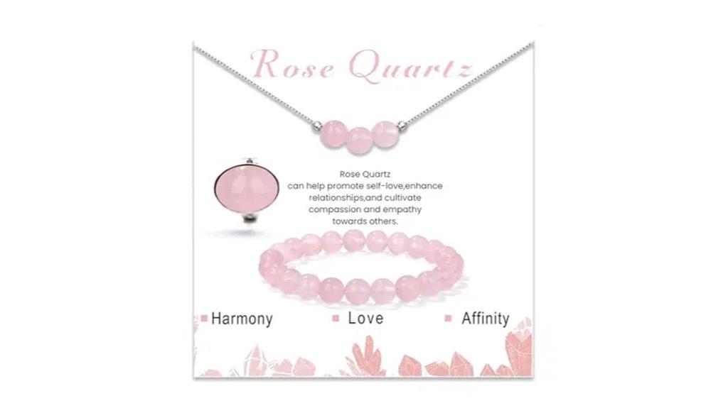 rose quartz beaded jewelry set