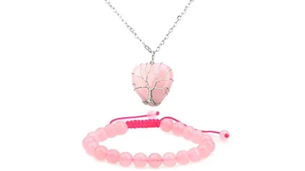 rose quartz jewelry set