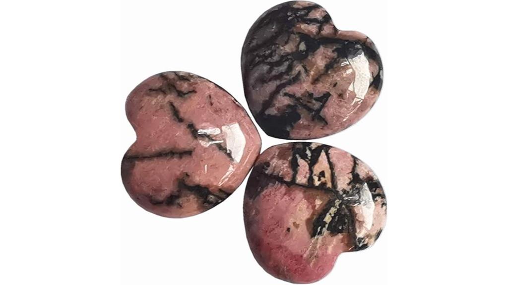 set of rhodonite worry stones