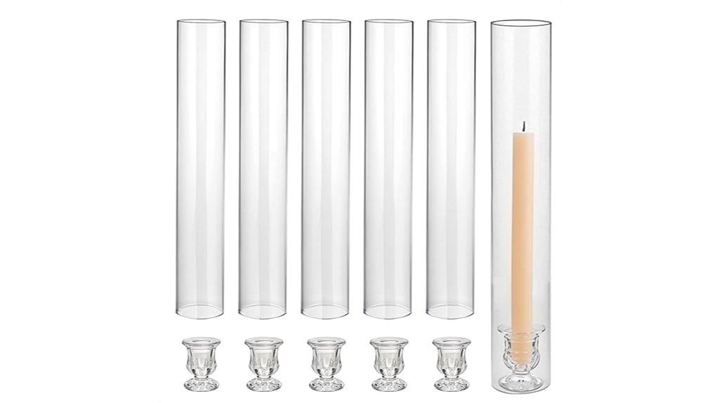 set of six hurricane candleholders