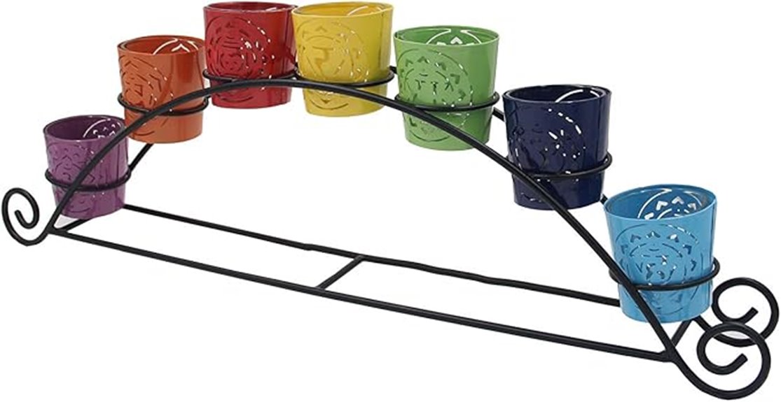 seven chakra symbols candle holder