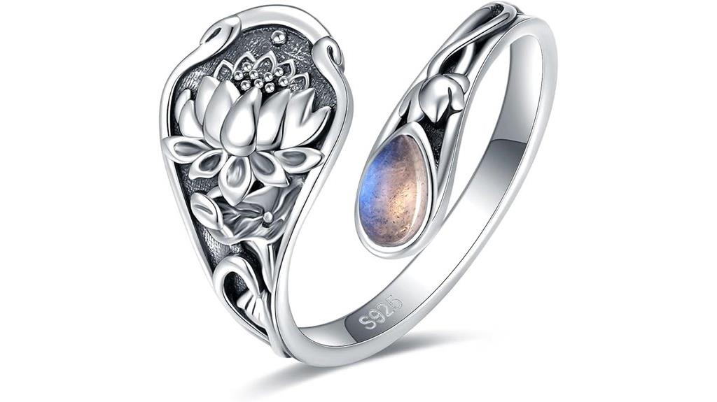 silver abalone dragonfly ring