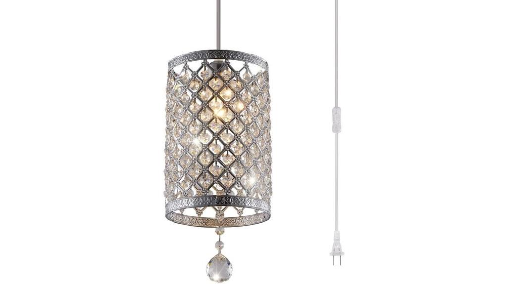 silver crystal pendant light