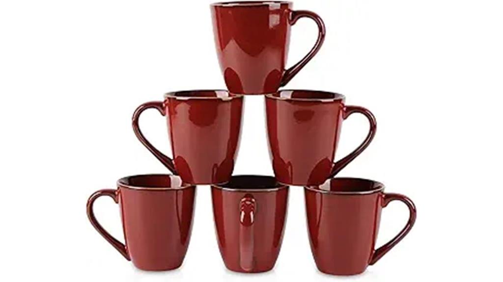 six ceramic coffee mugs