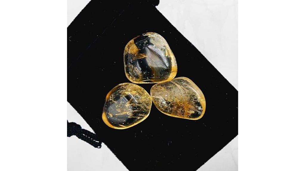 three natural citrine stones