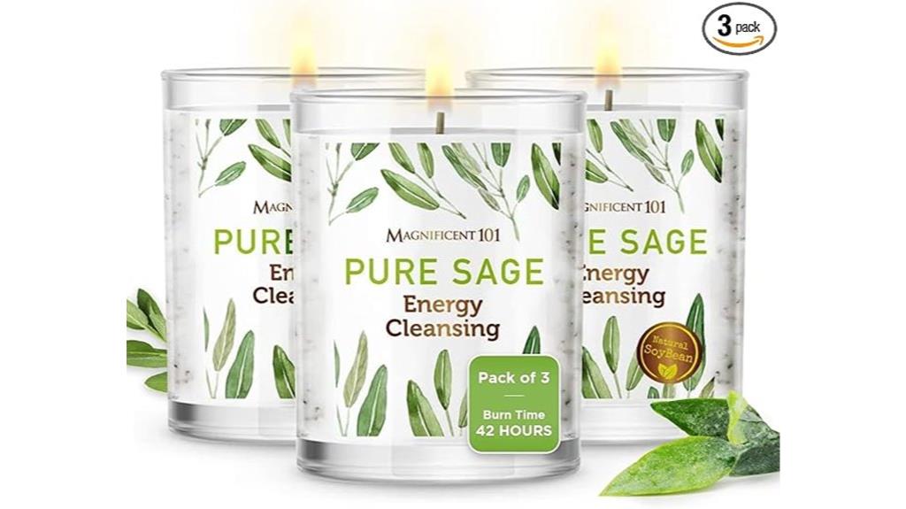 three sage smudge candles