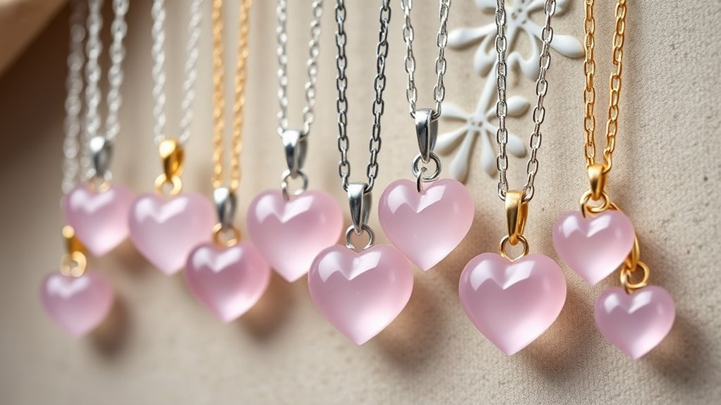 top rose quartz couple necklaces