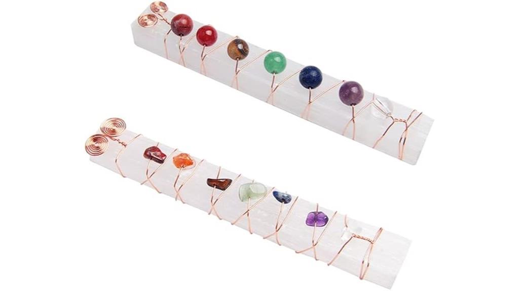 two selenite crystal wands
