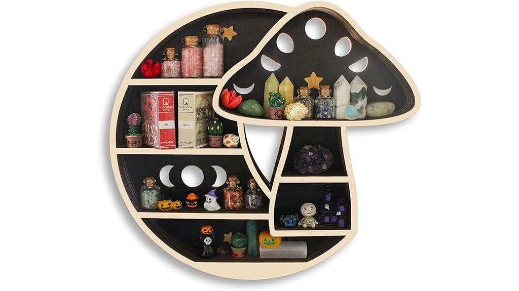 wooden mushroom wall shelves