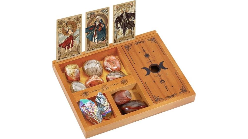 wooden tarot card display
