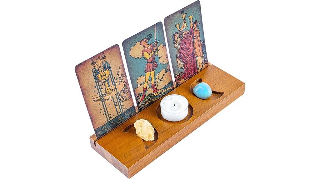 wooden tarot card stand